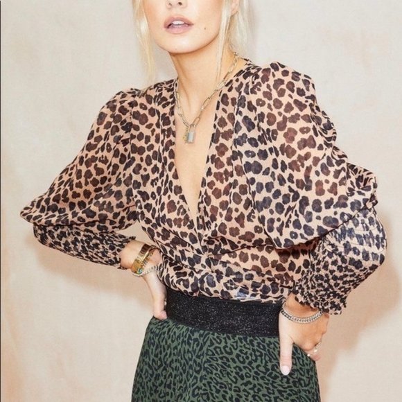 Never Fully Dressed Tops - NEVER FULLY DRESSED | Leopard Wrap Blouse Size 6